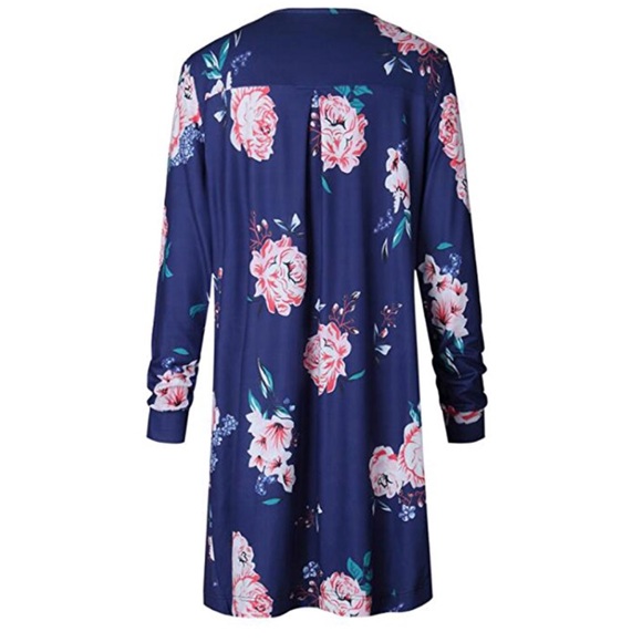 Boho Long Sleeve Floral Print Kimono Cardigans - Picture 3 of 4